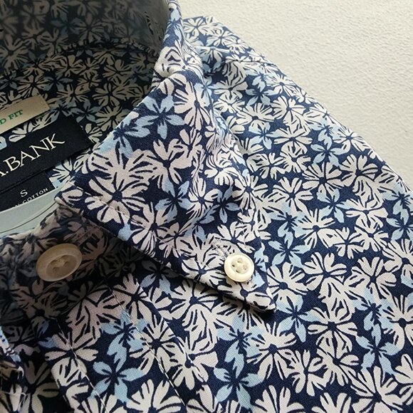 Small Casual Blue Floral Shirt Jos A Bank S New Mens Size Long Sleeve Tailored - Picture 12 of 17